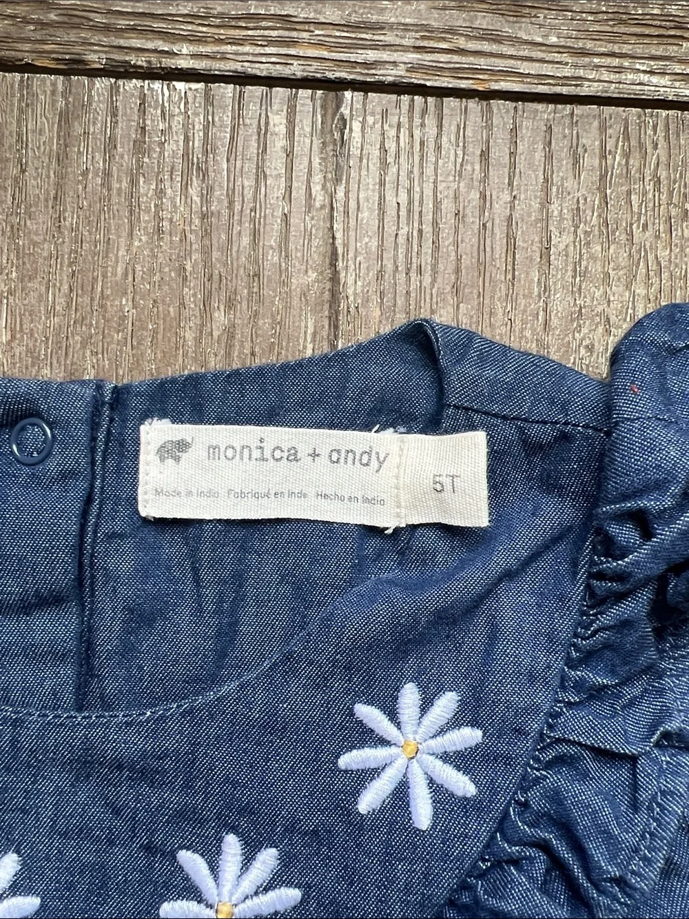 EUC Monica + Andy Embroidered Bib Chanbray Dress